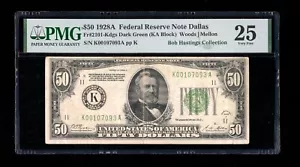 DBR 1928-A $50 DGS FRN Dallas Fr. 2101-Kdgs PMG 25 Serial K00107093A - Picture 1 of 2