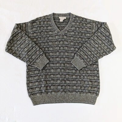 Vtg Ermenegildo Zegna Wool Blend V-Neck Sweater Green Brown Blue Geometric XL - Image 1 of 4