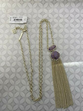 NEW KENDRA SCOTT Tae Long Gold tone Bronze Veined Lilac Pendant Necklace 