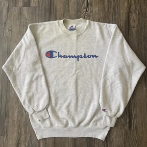 Vtg Champion Spellout Sweatshirt Grey Made In USA Adult Sm Youth XL 18-20 EUC - Picture 1 of 9
