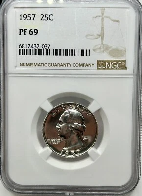 1957 Washington Quarter PF69 NGC GRADED PR69 - Proof - Image 1 of 4