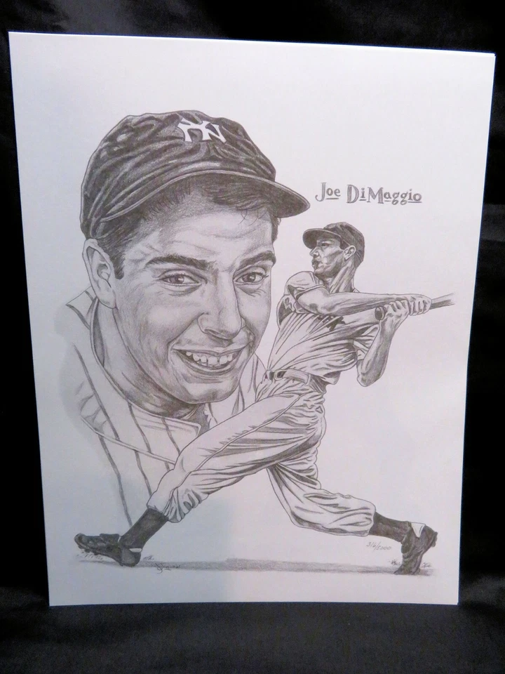 Litografía retrato deportivo Joe DiMaggio, Yankees de Nueva York Foto 1 de 1