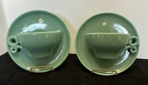 Vintage Set grün Mid Century Keramik Keramik Wandaufsteller Teetassen - Bild 1 von 7