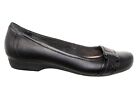 Clarks Flats Womens 7M Black Leather Slip On Buckle Strap Dress Casual 
