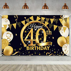 40th Birthday Party Decoration, Extra Large Fabric Black Gold Sign Poster for x