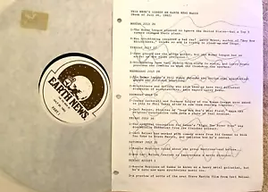 7/26/82 EARTH NEWS RADIO FEATURES HUMAN LEAGUE, MONTROSE, GAMMA - Picture 1 of 1