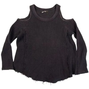 Free People maglione donna piccolo SP spalle fredde orlo sfilacciato waffle maglia sbiadita - Foto 1 di 12