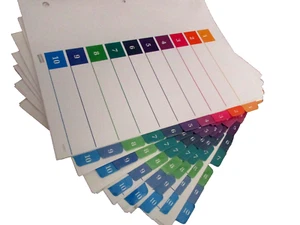STAPLES white notebook INDEX DIVIDERS printed 1-10 rainbow colored tabs (office - Picture 1 of 4