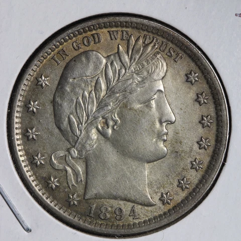 1894 Barber Silver Quarter CHOICE UNC *UNCIRCULATED* MS TONED E268 ACLF Cover