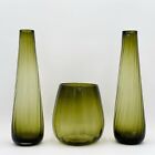 Tris Of Vases Sia Mouth Blown Green Bottle Design 1980?S