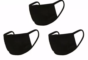 Waschbare Wiederverwendbare Gesichtsmaske - 3er Pack Mundmaske Abdeckung Neu Schwarz - Bild 1 von 3
