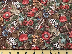 Floral on Brown 35” X 44” 100% cotton #1051 - Picture 1 of 1