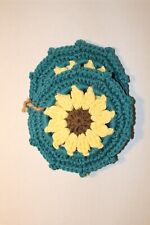 Beautiful Handmade Crocheted Sunflower Coasters, Set of 2 - Multiple Colors 