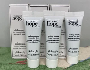 3x Philosophy Renewed Hope Jar Peeling Mousse Exfoliant Mini Travel .24oz = .72 - Picture 1 of 3