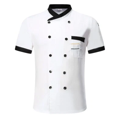 Kitchen Chef T-shirt Coat Unisex Men Women Tops Short Sleeve Catering Uniform - Image 1 of 4