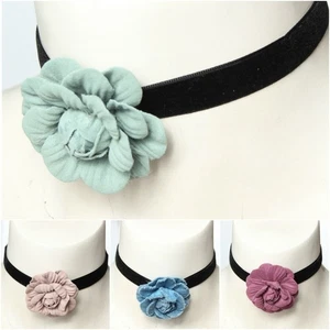 Choker Kropfband Kette Samt Barock Rosen Blume - Bild 1 von 5
