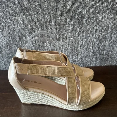 Taryn Rose Mujer Krissy Alpargata Cuñas Sandalias Zapatos Beige Cuero Tostado 9.5 Foto 1 de 4