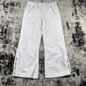 American Eagle Low Rise Baggy Flare Pants Womens Size 10 SHORT White Cargo - Picture 1 of 15