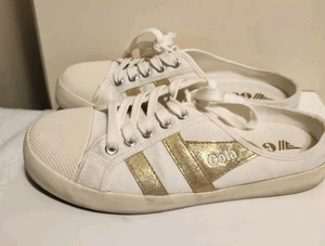 Gola "Coaster" White Canvas w/Gold Logo Slip-on Mule Sneakers Sz.7 Ret.$95 - Picture 1 of 9