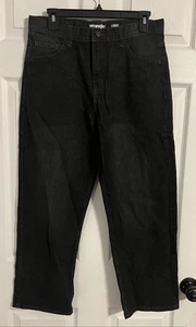 Wrangler Boys 16 Husky Loose Black Denim Adjustable Waist Jeans Straight Leg - Picture 1 of 14