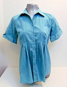 Style & Co. Top Blouse Stretch Women's Size 10 Turquoise Green Striped - Picture 1 of 5