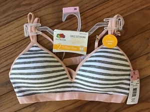 New FRUIT OF THE LOOM GIRLS T-shirt BRAS 2PK FT807 COtton SZ 36 Molded Cup (A11) - Picture 1 of 10