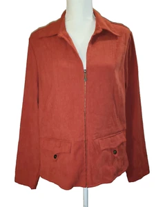 L.A. Blues Womens Large Burnt Orange Light Jacket Snap Pockets Zip Up - Picture 1 of 18