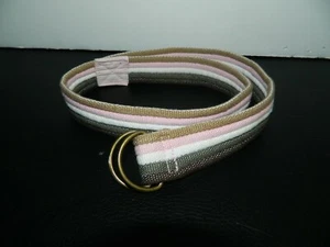 H&M girls Pink White Brown STRIPE BELT 4-6 4 5 6 6X - Picture 1 of 2
