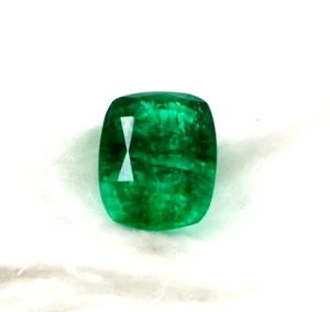 Green Emerald 10-11 ct Loose Gemstone Natural Cushion Cut Colombian Certified - Picture 1 of 7