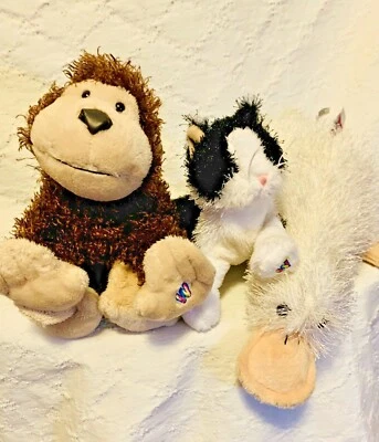  Lot of 3 Webkinz Ganz: GOOGLES PLATYPUS, LIL'KINZ BLK & WH CAT, CHEEKY MONKEY  - Image 1 of 4
