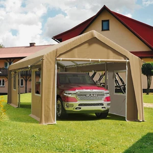 Carport 13'X20' Heavy Duty Carport Canopy Portable Garage 4 Roll-Up Doors & 4 Wi - Picture 1 of 7