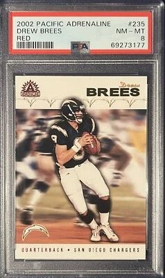 2002 Pacific Adrenaline Drew Brees Rare Red Parallel #235 PSA 8 NM/MT - Image 1 of 2