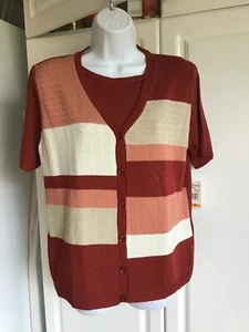 Nueva Camisa Para Mujer Alfred Dunner Talla Pequeña Clountry Cosecha Colores Tejidos Botones - Imagen 1 de 7