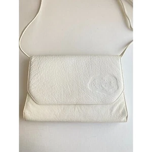 Vtg Carlos Falchi Classic Two Tone Off White Crossbody Leather Purse, 11in - Picture 1 of 13