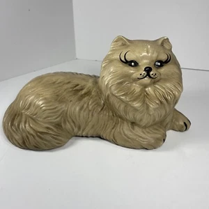 Persian Cat Figurine Marked 1950 Laying Down Light Tan Vintage 50s Kitschy Read - Picture 1 of 9