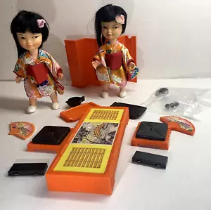 Remco 1966 Heidi's cousin Jan x 2, with Kimonos, fans & Tea Party Set - Picture 1 of 15