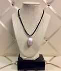 Shell - MOP Pink & White Pendant on Black Cord Necklace + Cord Necklace