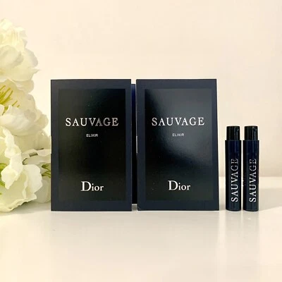 2 Dior Sauvage эликсир EDP мужчин 1 мл/0,03 унций каждый образец размер спрей новый с картой - Изображение 1 из 4