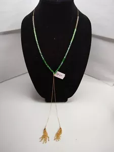 Style & Co. - Beaded Tassel Necklace - 36" - Green - Picture 1 of 11
