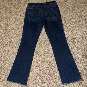 J.Jill Denim Women's Size 8R Dark Wash Stretch High Rise Bootcut Jeans Raw Hem - Picture 1 of 7
