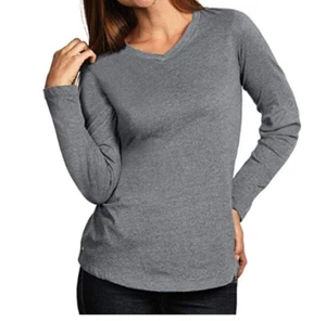 Medium 8-10 Antigua Women's Long Sleeve Flip Tee Shirt Grey - Picture 1 of 1