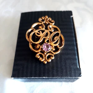 Avon PC Goldtone Amethyst Pin Brooch - Picture 1 of 2