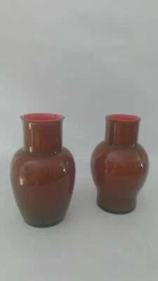 CARLO MORETTI MURANO,COPPIA DI VASI INCAMICIATI DELLA SERIE PIRUS - Immagine 1 di 4