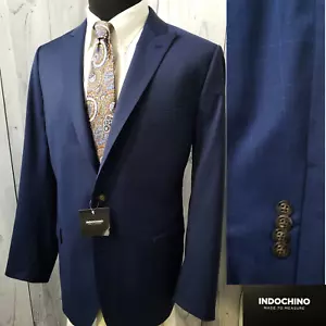 Neu Indochino Herren Blazer 44r - 46r blau kariert Wolle maßgeschneidert Sport Mantel Etikett - Bild 1 von 20