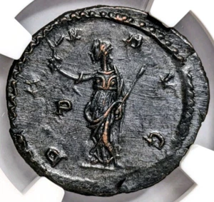 Postumus Romano Gallic AD 260-269 NGC AU BI Double Denarius Roman Empire Pax - Picture 1 of 16