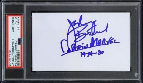 1974-75 Jackson Bostwick Captain Marvel Shazam Signed 3x5 Card(PSA/DNA Slabbed) Cover