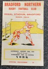 Rugby League Programme Bradford v York 30/08/1958 Yorkshire Cup 1st Round