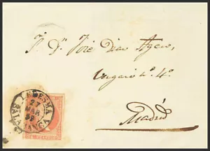 Castilla Und León. Geschichte Postal. Umschlag 48. 1859. 4 / Rojo. Ledesma A Ma - Bild 1 von 1