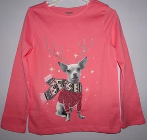 NEW GYMBOREE 2T 3T 4T WINTER STAR PUP DOG TEE TOP CORAL PINK SPARKLE GLITTER - Picture 1 of 2