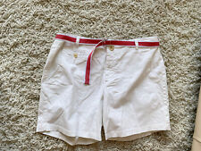 Dockers Shorts Womens White Chinos Chino Belted Pink Prep Preppy Size 14